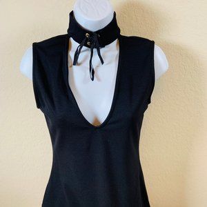 Short Black Party Dress with Lace Choker